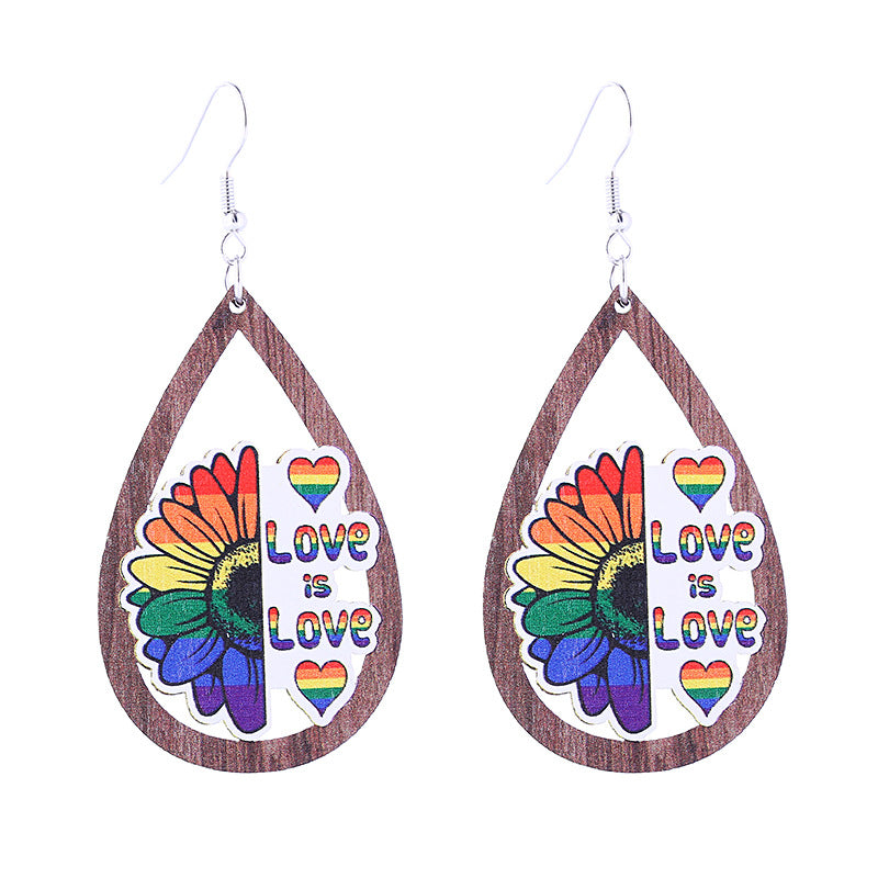 Pendientes de madera gay de arcoíris coloridos al por mayor